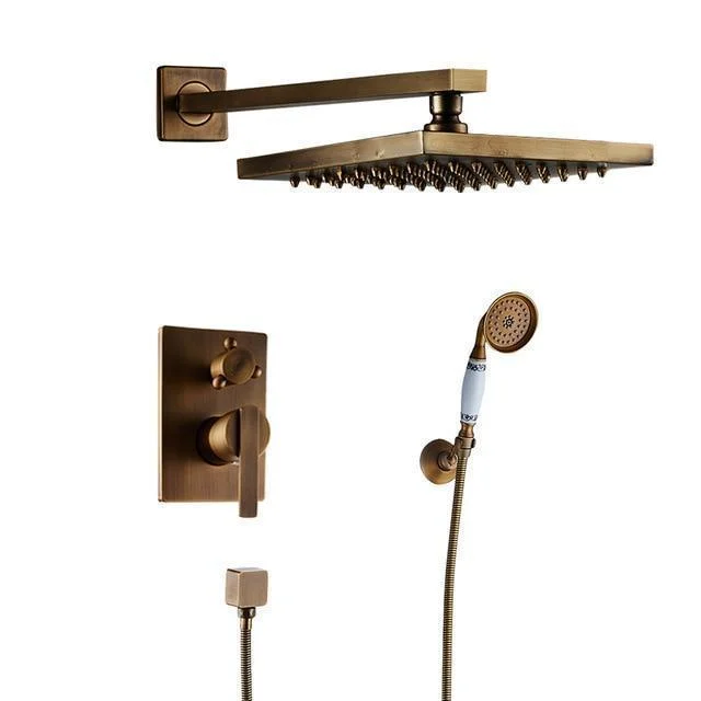 8' Shower Head Antique Brass Rainfall Shower Head With 2 Way Valve -Bathlova