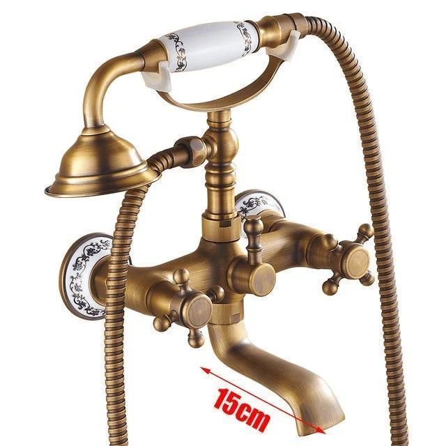 8' Shower Head Antique Brass Rainfall Shower Head With 2 Way Valve -Bathlova