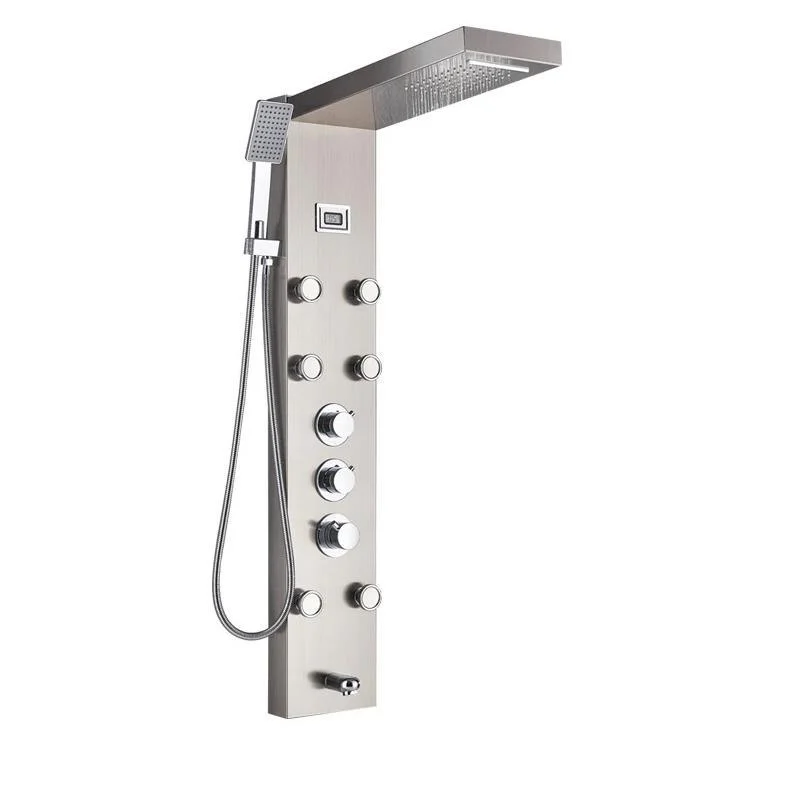 8" Stainless Steel Shower Column Panel Rain & Waterfall Shower Head Massage Jets Shower System -Bathlova