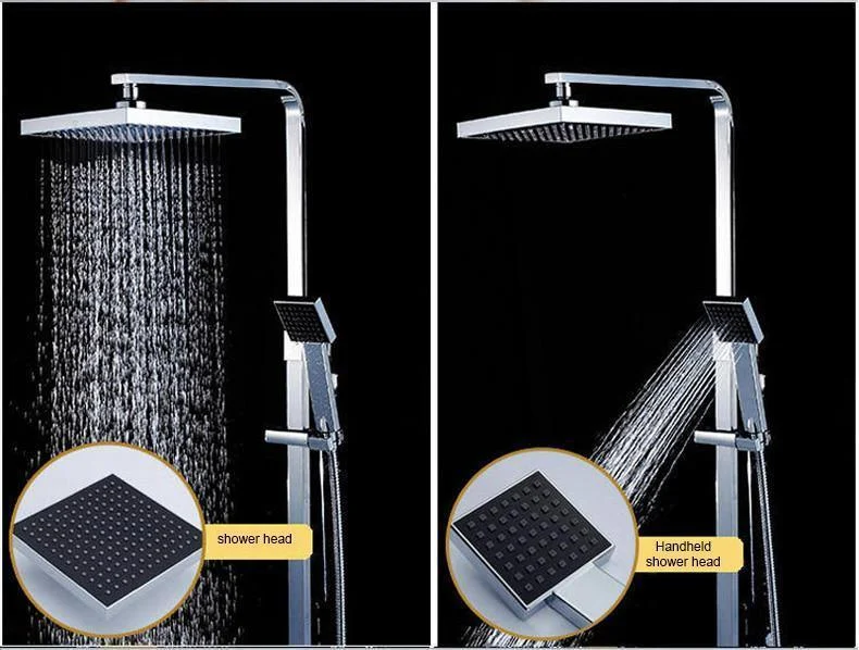 8" Stainless Steel Square Shaped Wall Mount Rainfall Shower Head In Chrome -Bathlova