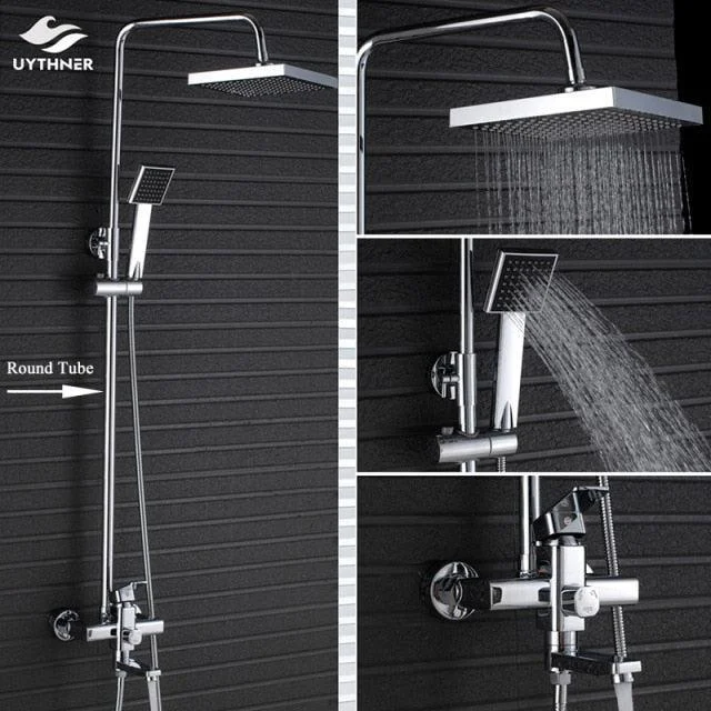 8" Wall Mount Rainfall Shower Head With Handshower Bathtub Mixer Tap -Bathlova