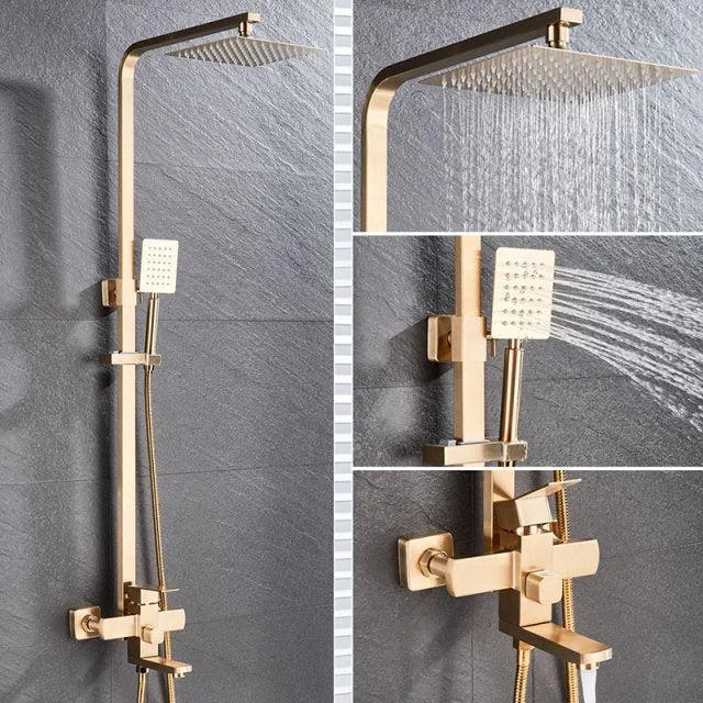 8" Wall Mount Rainfall Shower Head With Handshower Bathtub Mixer Tap -Bathlova