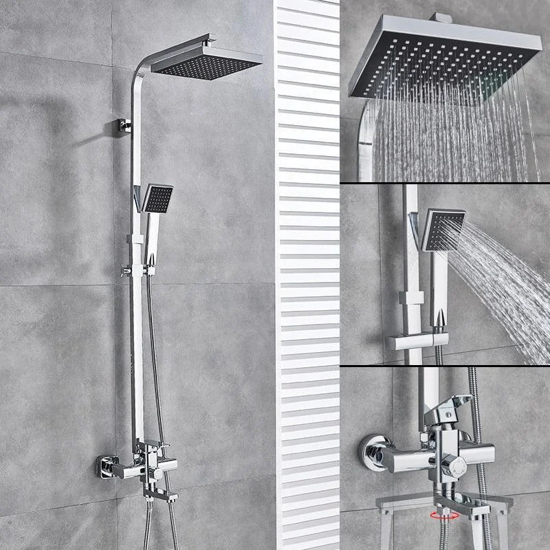 8" Wall Mount Rainfall Shower Head With Handshower Bathtub Mixer Tap -Bathlova