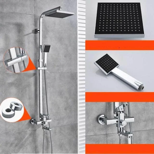 8" Wall Mount Rainfall Shower Head With Handshower Bathtub Mixer Tap -Bathlova