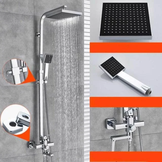 8" Wall Mount Rainfall Shower Head With Handshower Bathtub Mixer Tap -Bathlova