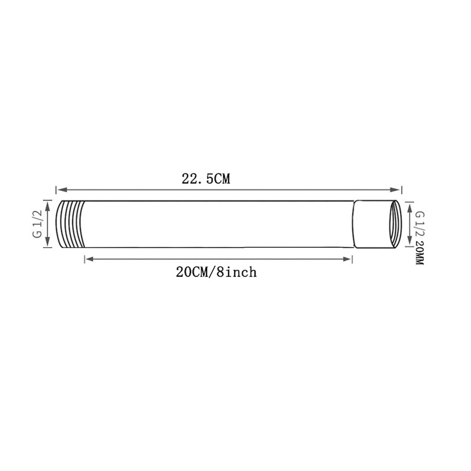 8inch Round Shower Extension Tube With Chrome Plating Shower Tube Bar -Bathlova