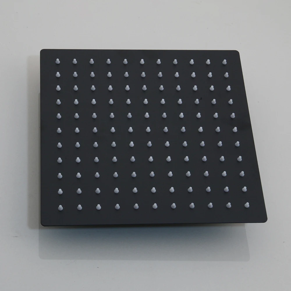 Matte Black Rainfall Tub LED Bathtub Rain Square Stainless Steel Shower Head Shower With Mixer Valve