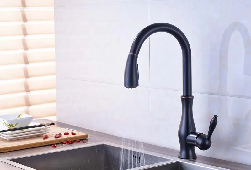 High Arch Pull Out 360 Degree Rotation Kitchen Sink Tap
