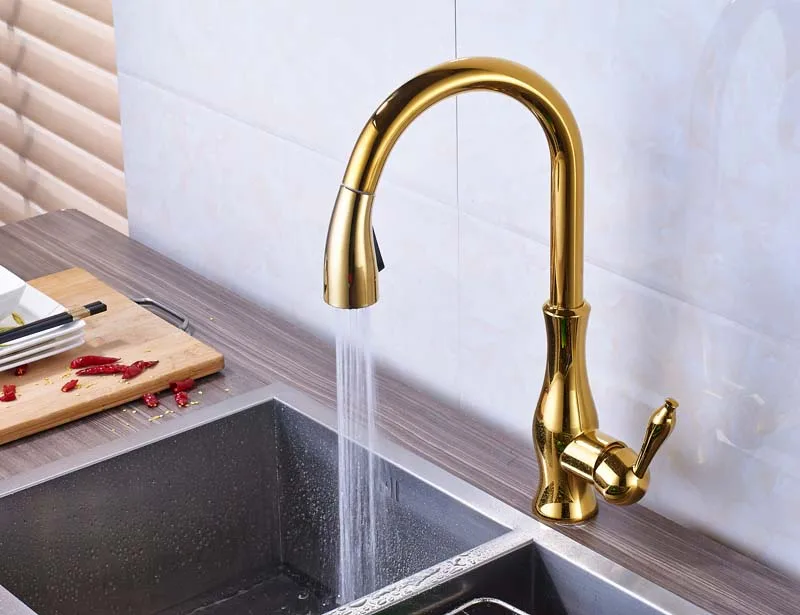 High Arch Pull Out 360 Degree Rotation Kitchen Sink Tap
