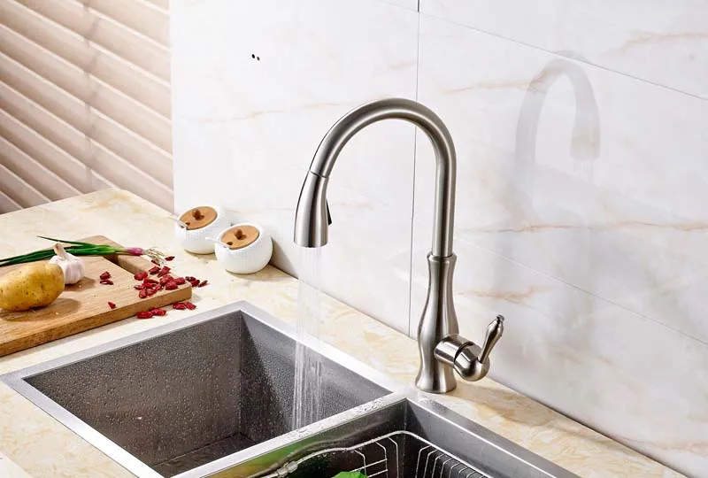 High Arch Pull Out 360 Degree Rotation Kitchen Sink Tap