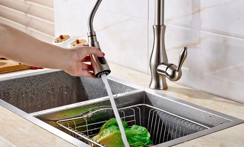 High Arch Pull Out 360 Degree Rotation Kitchen Sink Tap