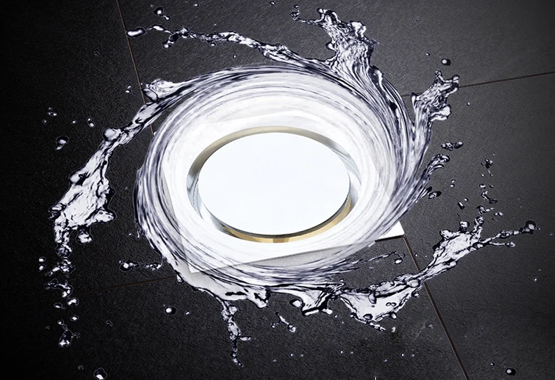 4" Square Brass Shower Drain Bathtub Drain Bathroom Toilet Invisible Floor Drain