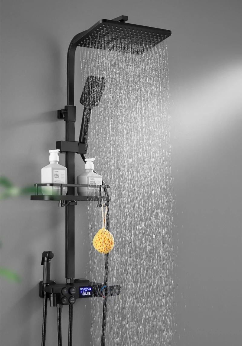 8 inch Brass Thermostatic Digital Display Shower Tap Rain Shower Tap Bidet