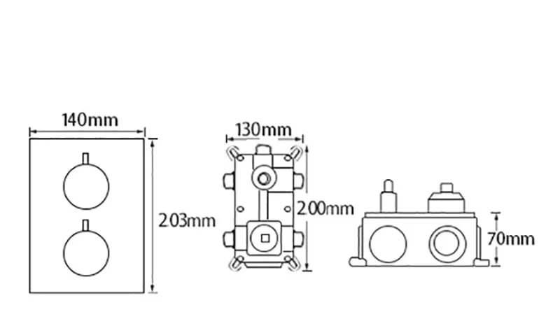 Concealed Thermostatic Shower Tap Mixing Valve Wall Mount Valve