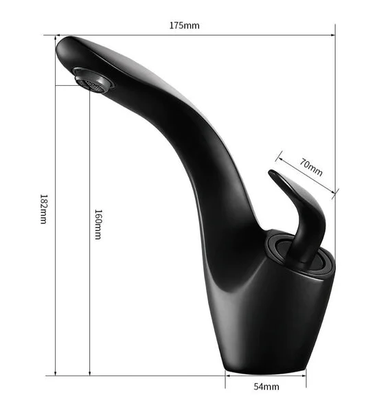 vita curved bathroom Tap dimensions