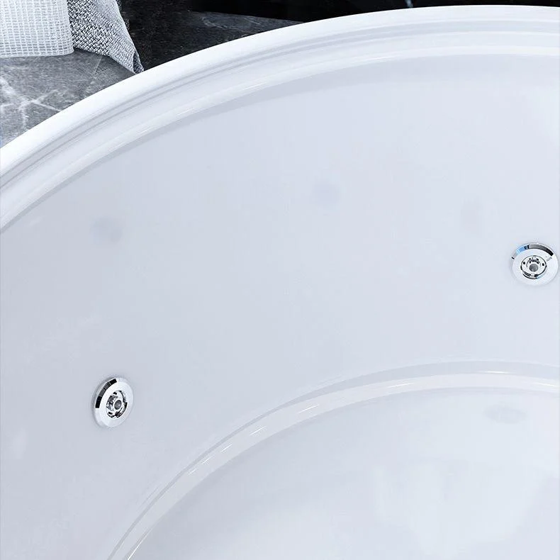 Acrylic Round Bath Tub Whirlpool Freestanding Bathtub with Tub Filler and Trim Kit -Bathlova