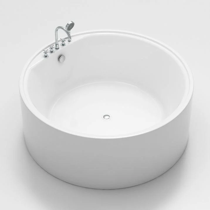 Acrylic Round Bath Tub Whirlpool Freestanding Bathtub with Tub Filler and Trim Kit -Bathlova