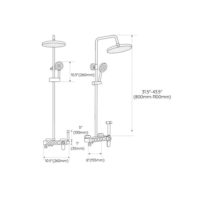 Adjustable Spray Pattern Shower Combo Metal Arm Shower Tap Arm Shower Head -Bathlova