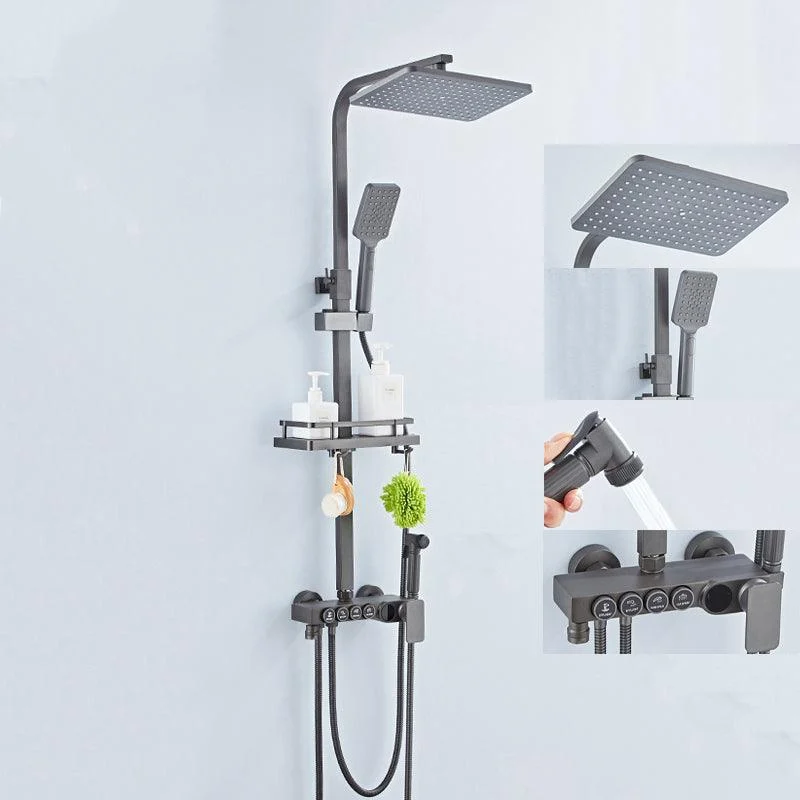 Adjustable Spray Pattern Shower Combo Metal Shower Tap Arm Shower Head -Bathlova