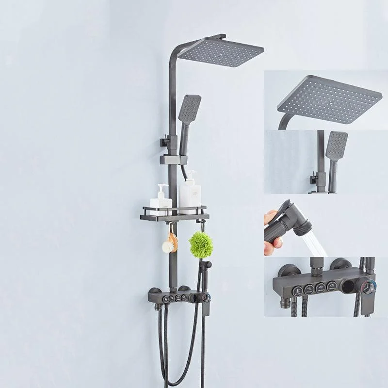 Adjustable Spray Pattern Shower Combo Metal Shower Tap Arm Shower Head -Bathlova