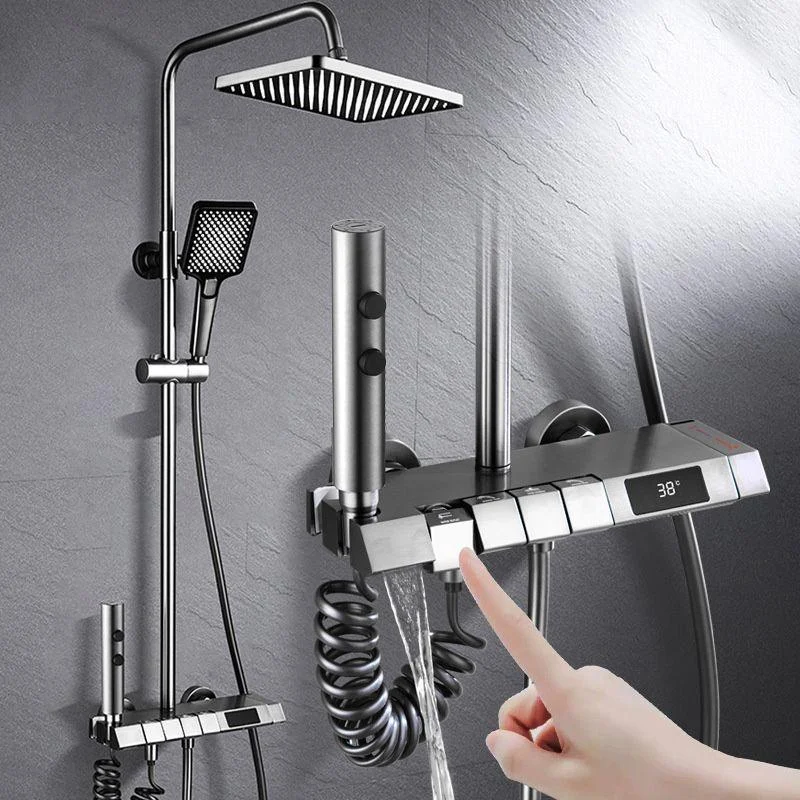 Adjustable Spray Pattern Shower Combo Stainless Steel Shower Tap Arm Shower Head -Bathlova