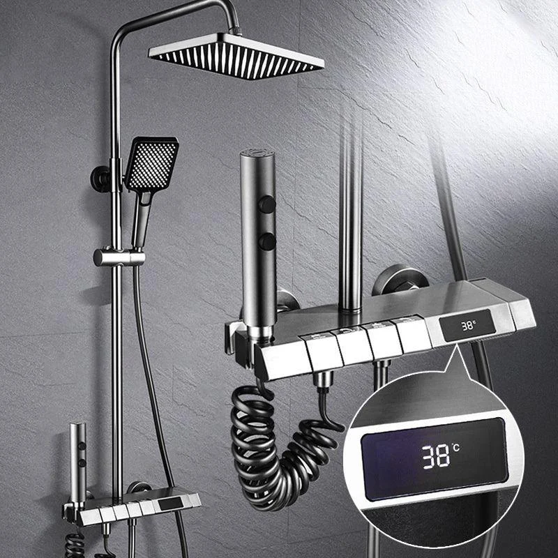 Adjustable Spray Pattern Shower Combo Stainless Steel Shower Tap Arm Shower Head -Bathlova