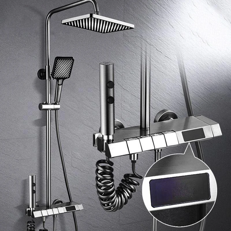 Adjustable Spray Pattern Shower Combo Stainless Steel Shower Tap Arm Shower Head -Bathlova