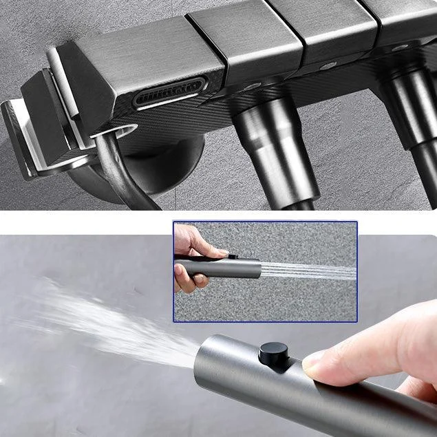 Adjustable Spray Pattern Shower Combo Stainless Steel Shower Tap Arm Shower Head -Bathlova