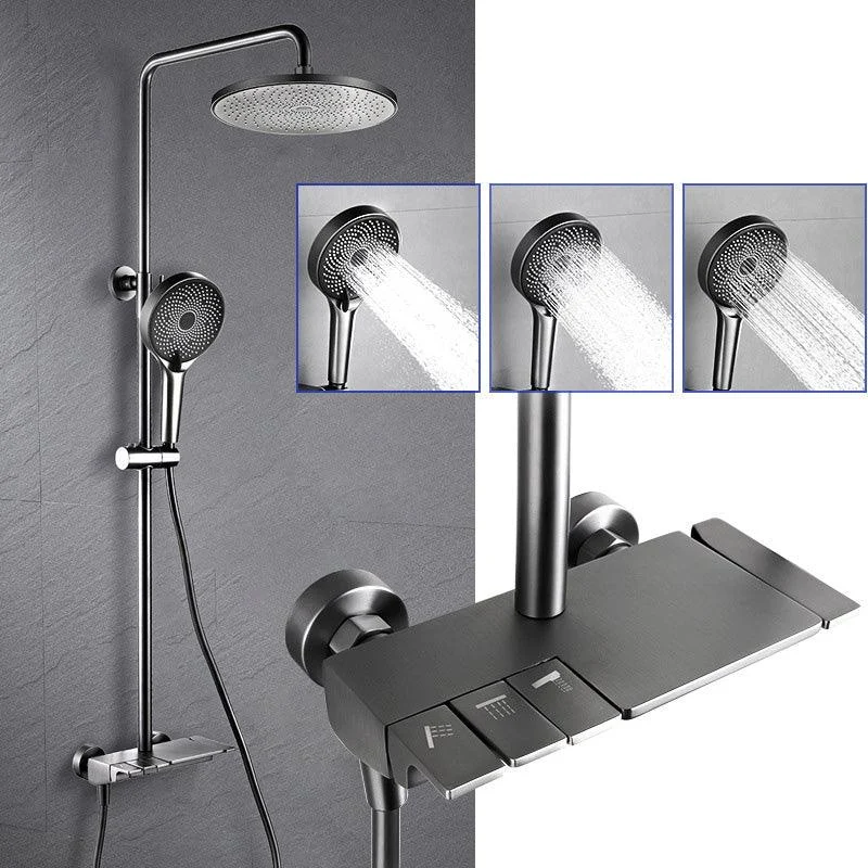 Adjustable Spray Pattern Shower Combo Stainless Steel Shower Tap Arm Shower Head -Bathlova