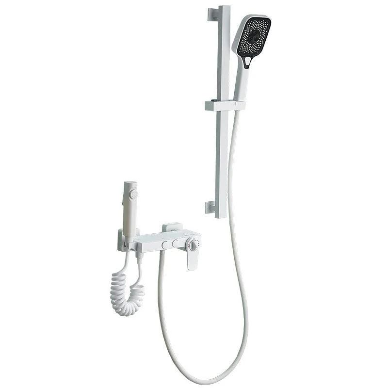 Adjustable Spray Pattern Shower System Wall Mounted White Lever Handle Shower System -Bathlova