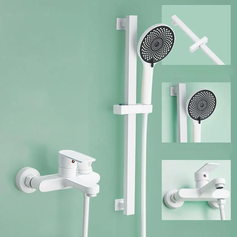 Adjustable Spray Pattern Shower System Wall Mounted White Lever Handle Shower System -Bathlova