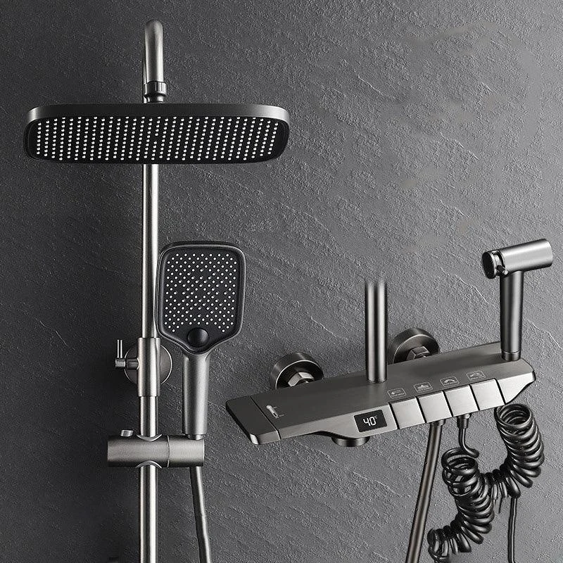 Adjustable Spray Pattern Shower System with Thermostatic Brass Wall Mounted Shower Combo -Bathlova