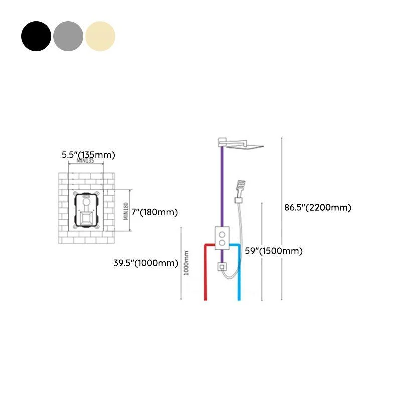 All-copper Shower Set into The Wall Pressurized Shower with Constant Temperature Concealed -Bathlova