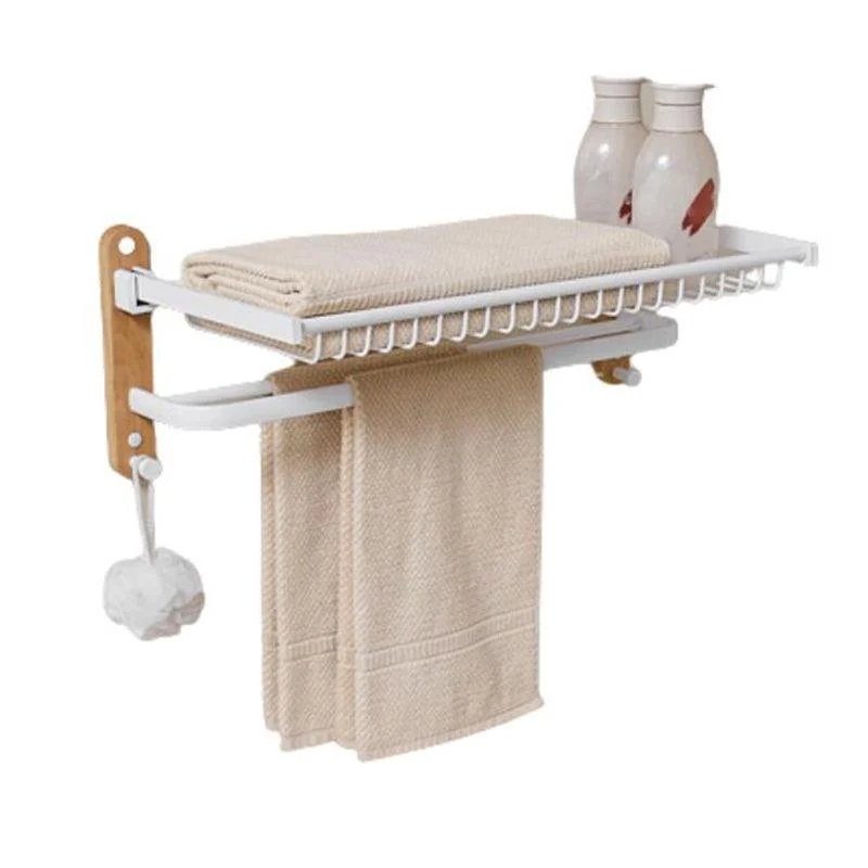 Aluminum & Wood Bath Hardware Set White Bathroom Accessory Kit -Bathlova