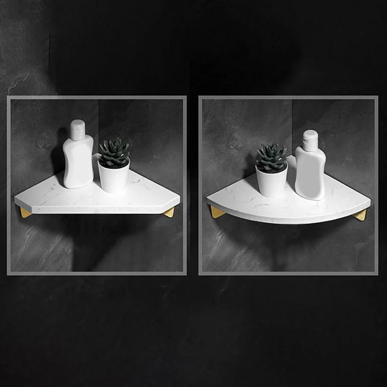 Aluminum Bathroom Accessory Set 1.57 Inches Tall Marble Bath Shelf -Bathlova