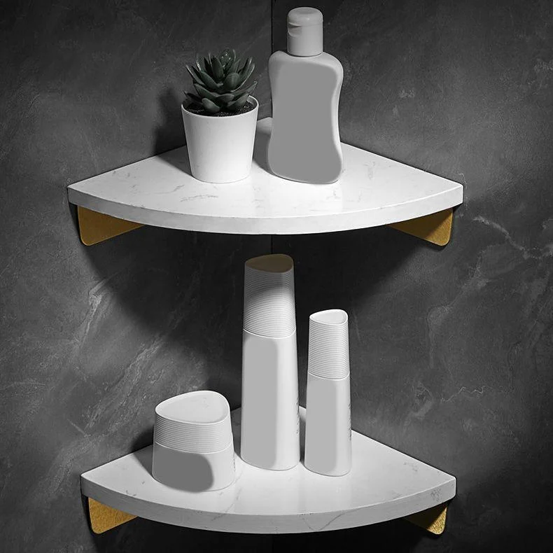 Aluminum Bathroom Accessory Set 1.57 Inches Tall Marble Bath Shelf -Bathlova