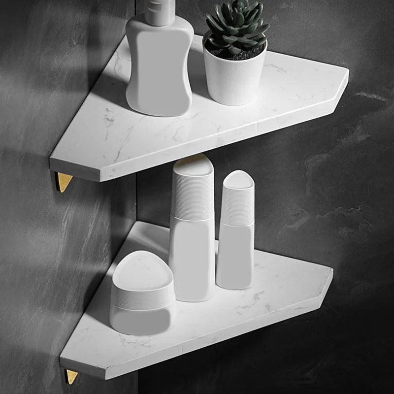 Aluminum Bathroom Accessory Set 1.57 Inches Tall Marble Bath Shelf -Bathlova