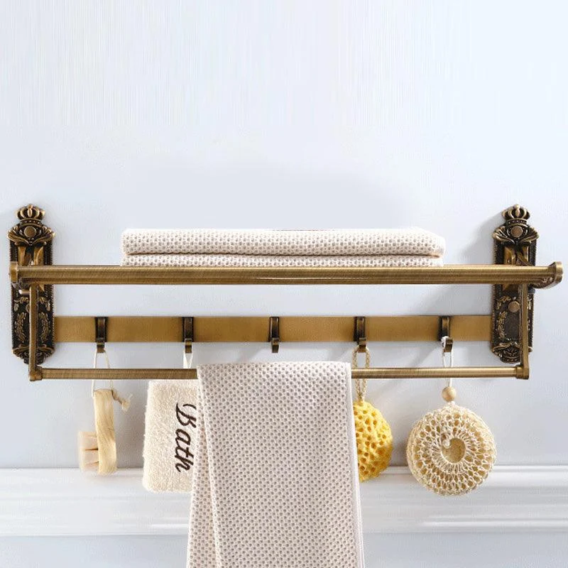 Aluminum Foldable Antique Brass Bath Towel Rack Bathroom Towel Holder -Bathlova