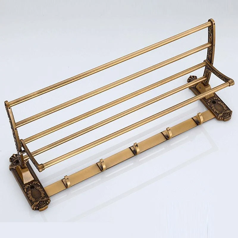 Aluminum Foldable Antique Brass Bath Towel Rack Bathroom Towel Holder -Bathlova