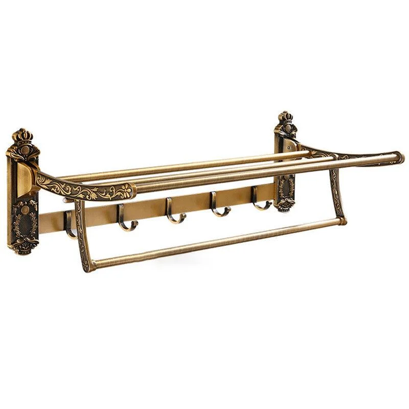 Aluminum Foldable Antique Brass Bath Towel Rack Bathroom Towel Holder -Bathlova