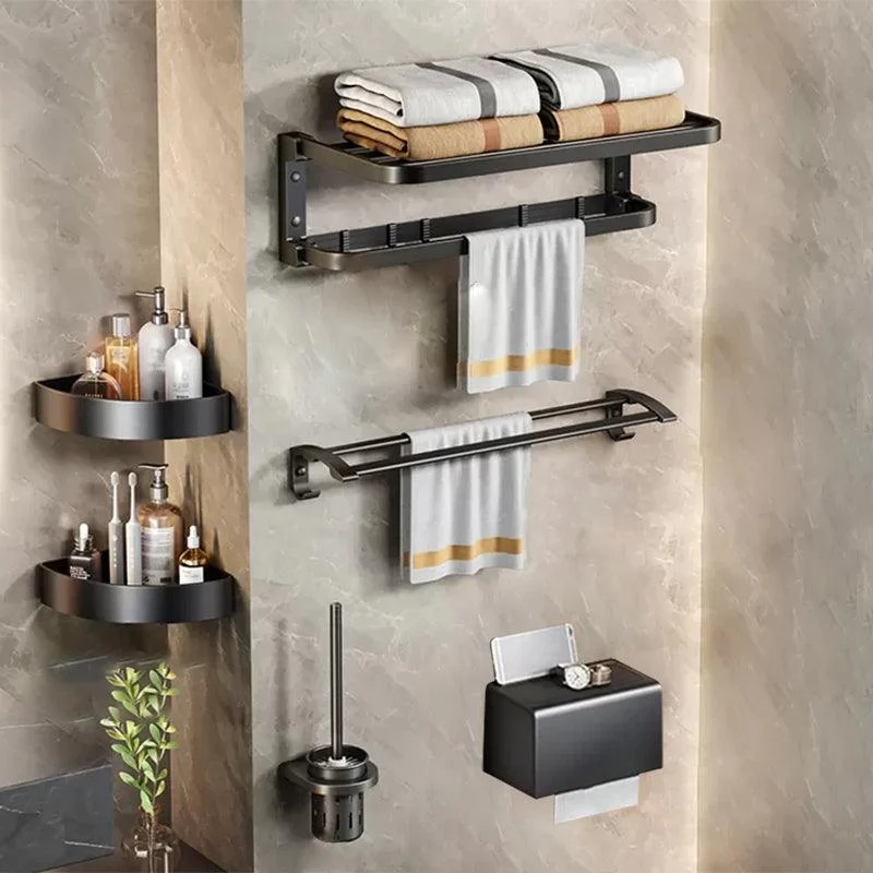 Aluminum Modern 7-Piece Bathroom Accessory Set Black Bathroom Hardware -Bathlova