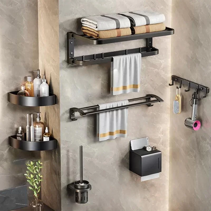 Aluminum Modern 7-Piece Bathroom Accessory Set Black Bathroom Hardware -Bathlova