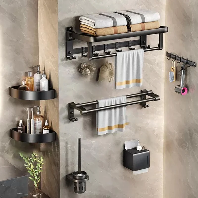 Aluminum Modern 7-Piece Bathroom Accessory Set Black Bathroom Hardware -Bathlova