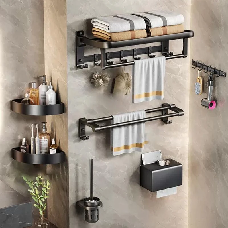 Aluminum Modern 7-Piece Bathroom Accessory Set Black Bathroom Hardware -Bathlova