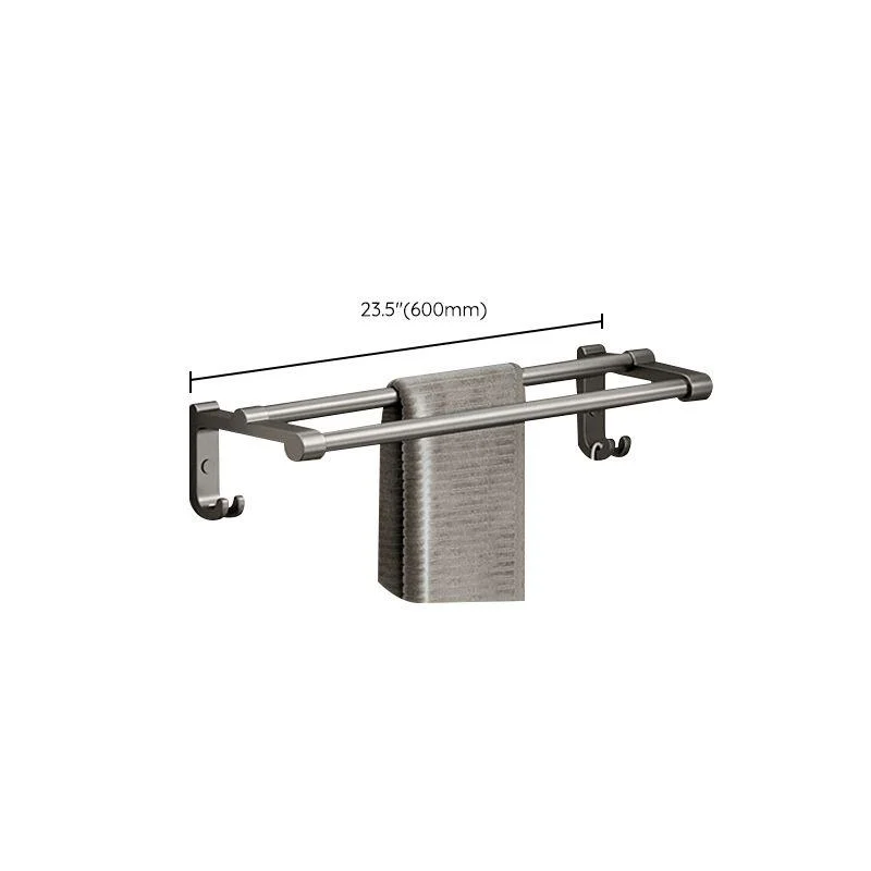 Aluminum Modern Bathroom Accessory Set Polished Gray Bath Shelf/Paper Holder/Robe Hooks -Bathlova