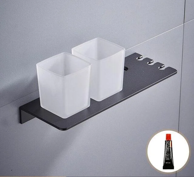 Aluminum Toothbrush Holder Wall Mounted Shelf Bath Accessories -Bathlova