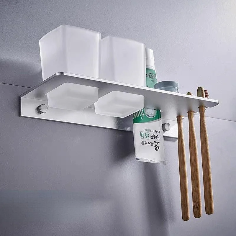 Aluminum Toothbrush Holder Wall Mounted Shelf Bath Accessories -Bathlova