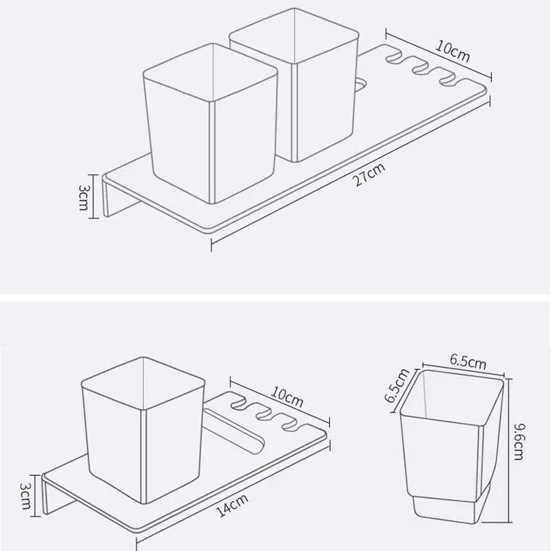 Aluminum Toothbrush Holder Wall Mounted Shelf Bath Accessories -Bathlova