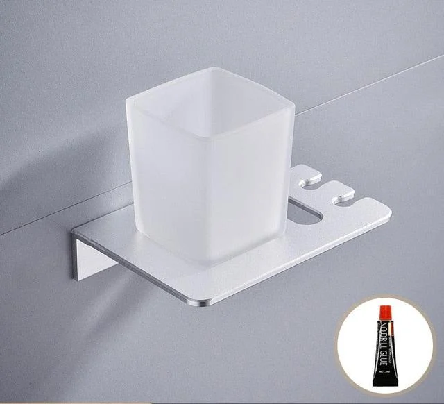 Aluminum Toothbrush Holder Wall Mounted Shelf Bath Accessories -Bathlova