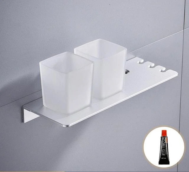 Aluminum Toothbrush Holder Wall Mounted Shelf Bath Accessories -Bathlova